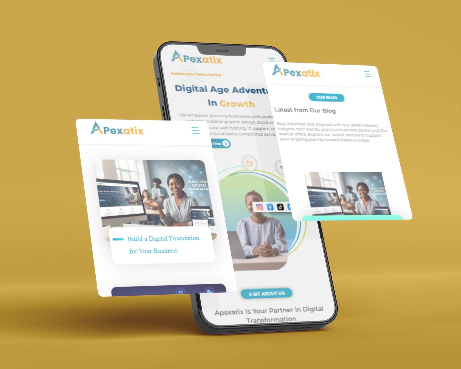 Apexatix Website phone mockup